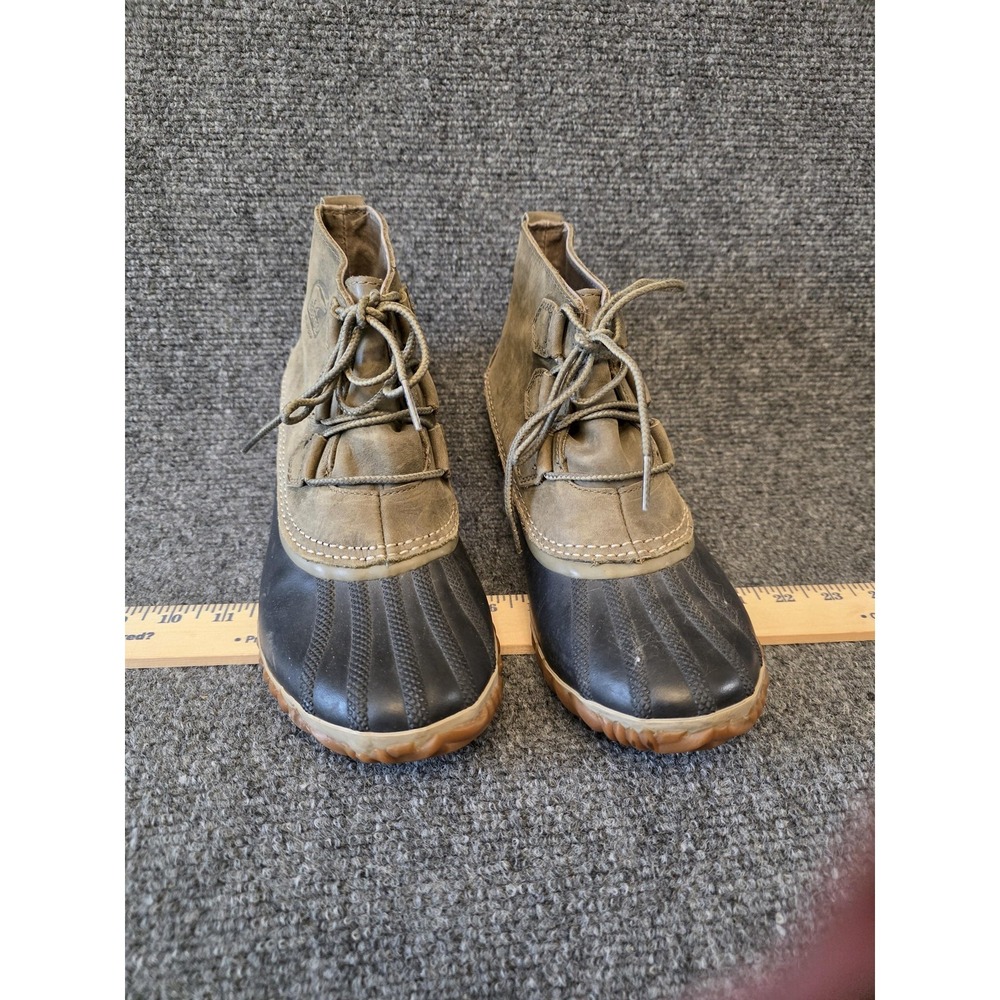 Sorel Out N About Boots Womens‎ Size 9 Brown Black Leather Waterproof Duck Ankle